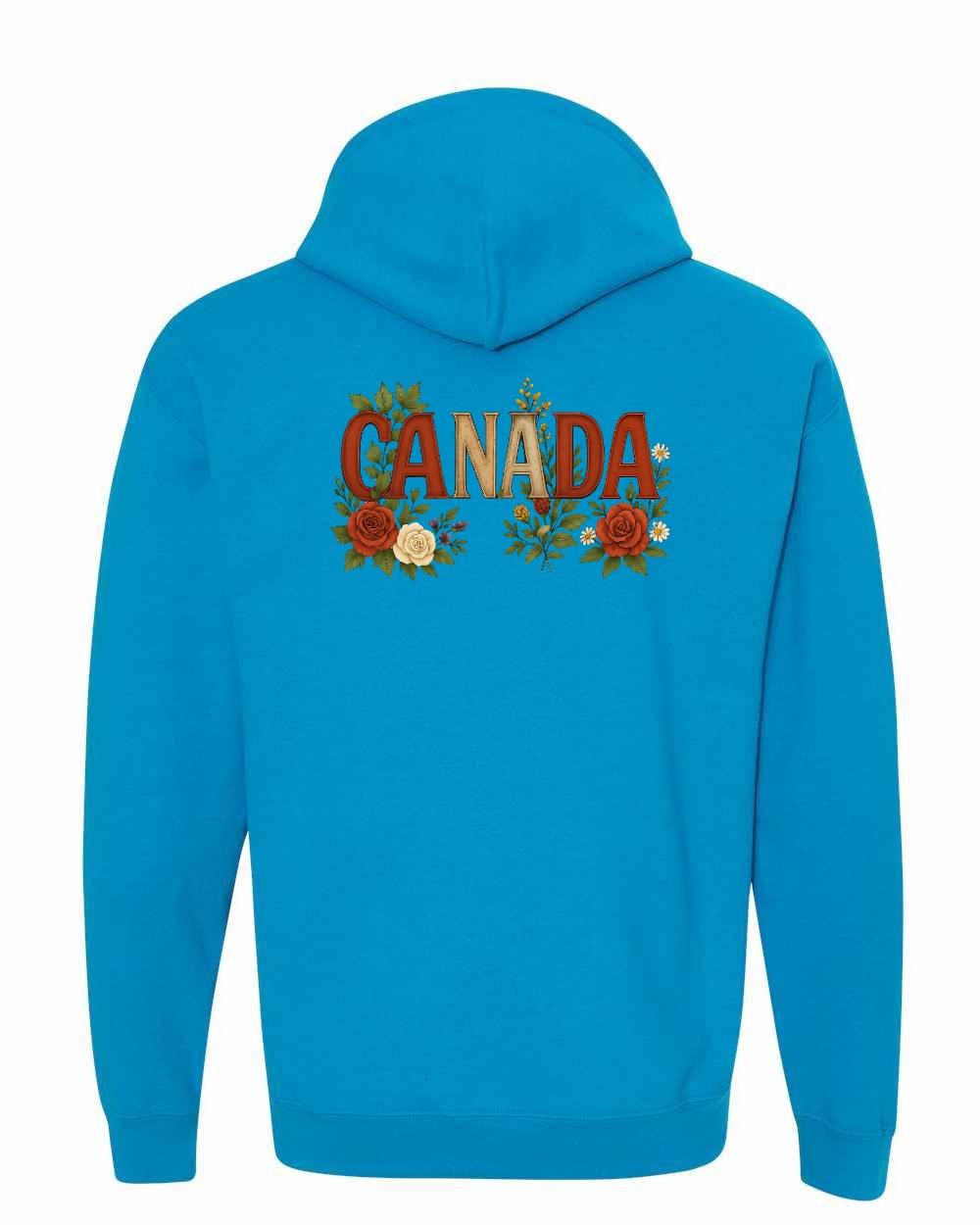 Canada Flowers Left Chest and Back Pullover Hoodie - Gildan Canada (sewn Internationally) - Unisex