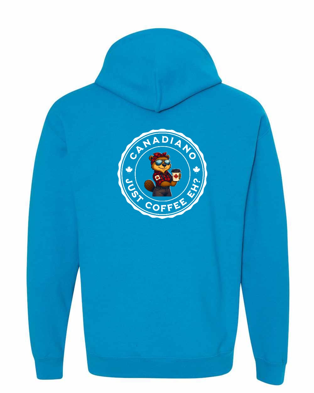 Canadiano just Coffee EH! Rosie Sunglasses Left Chest and Back Pullover Hoodie - Gildan Canada (sewn Internationally) - Unisex
