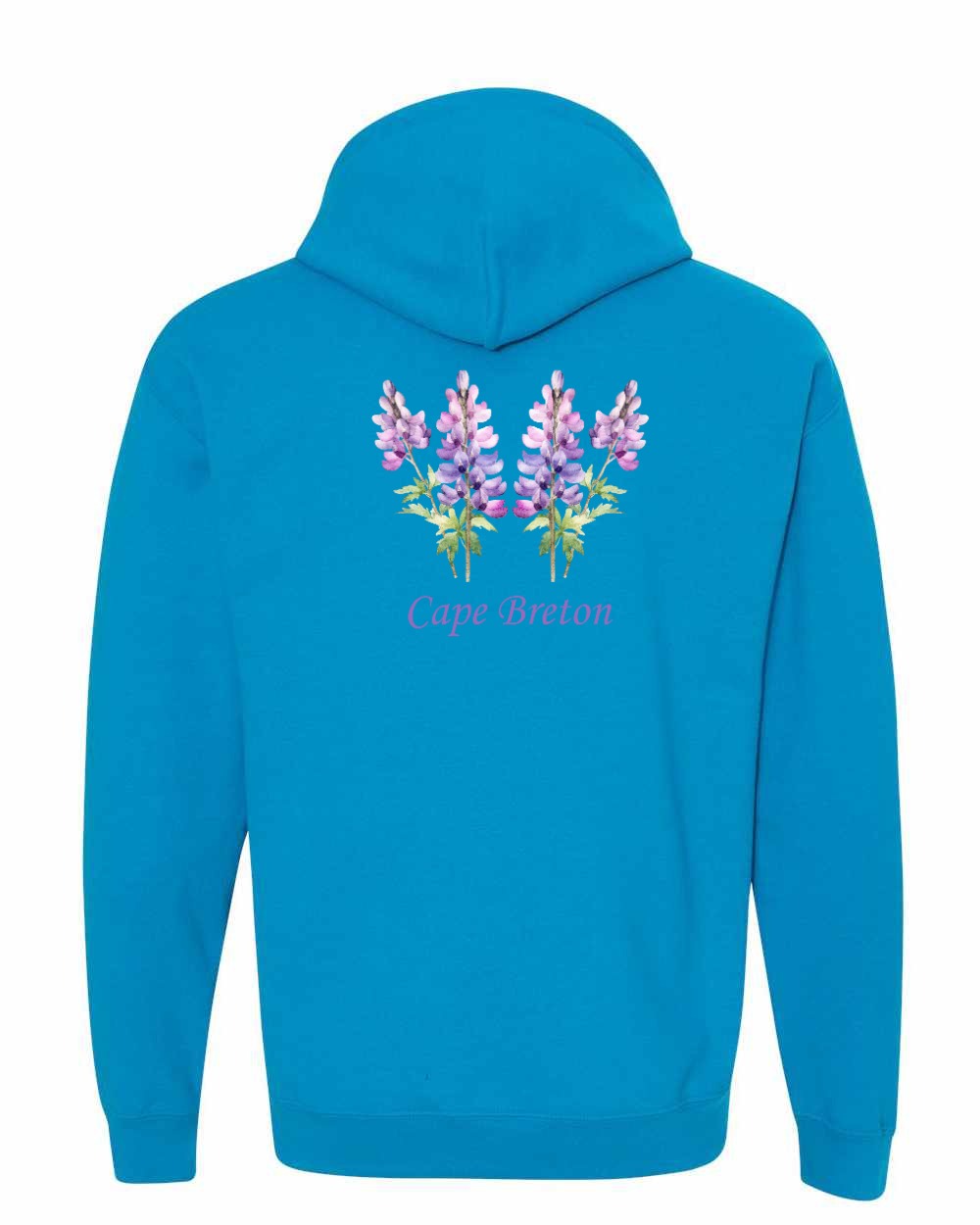 Cape Breton Lupin Left Chest and Back Pullover Hoodie