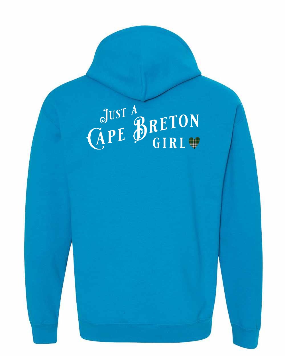 Just a Cape Breton Girl Tartan Left Chest and Back Pullover Hoodie