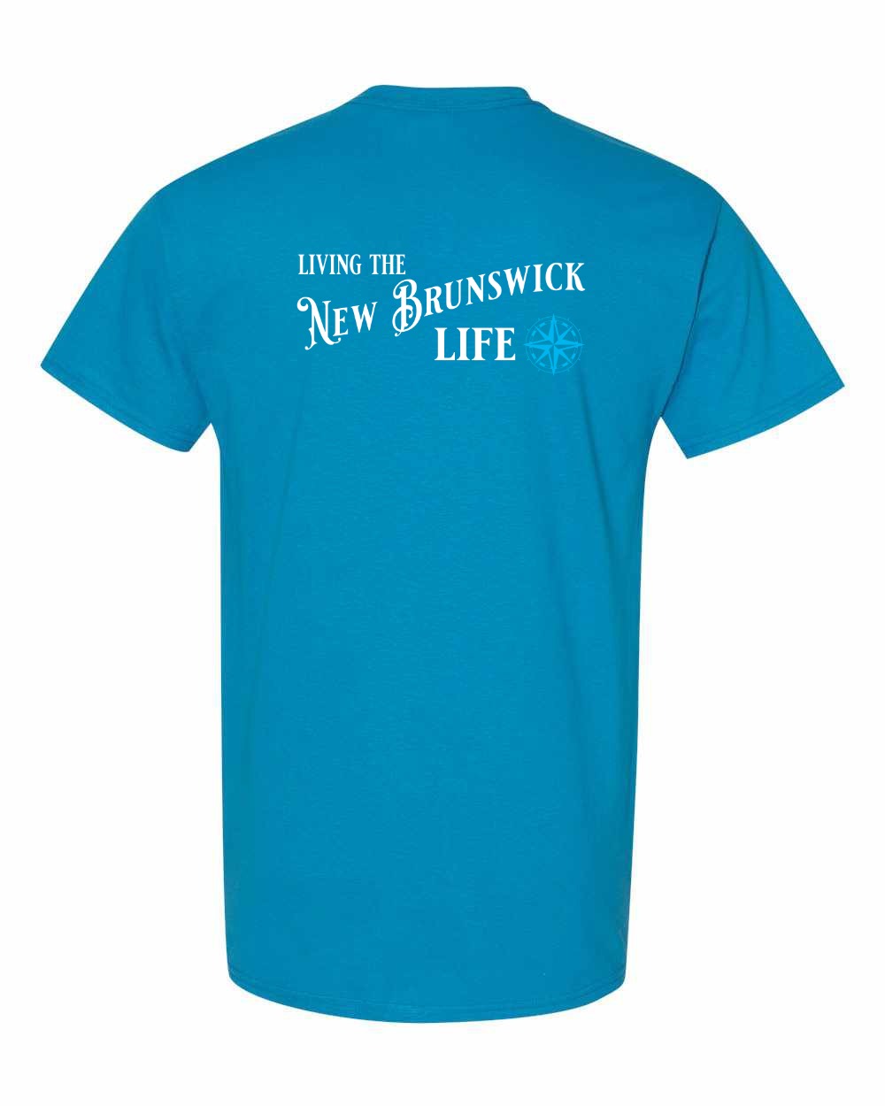 Living the NB Life blue Left Chest and Back Men's Tee