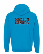 Made in Canada Plaid Background Left Chest and Back Pullover Hoodie - Gildan Canada (sewn Internationally) - Unisex