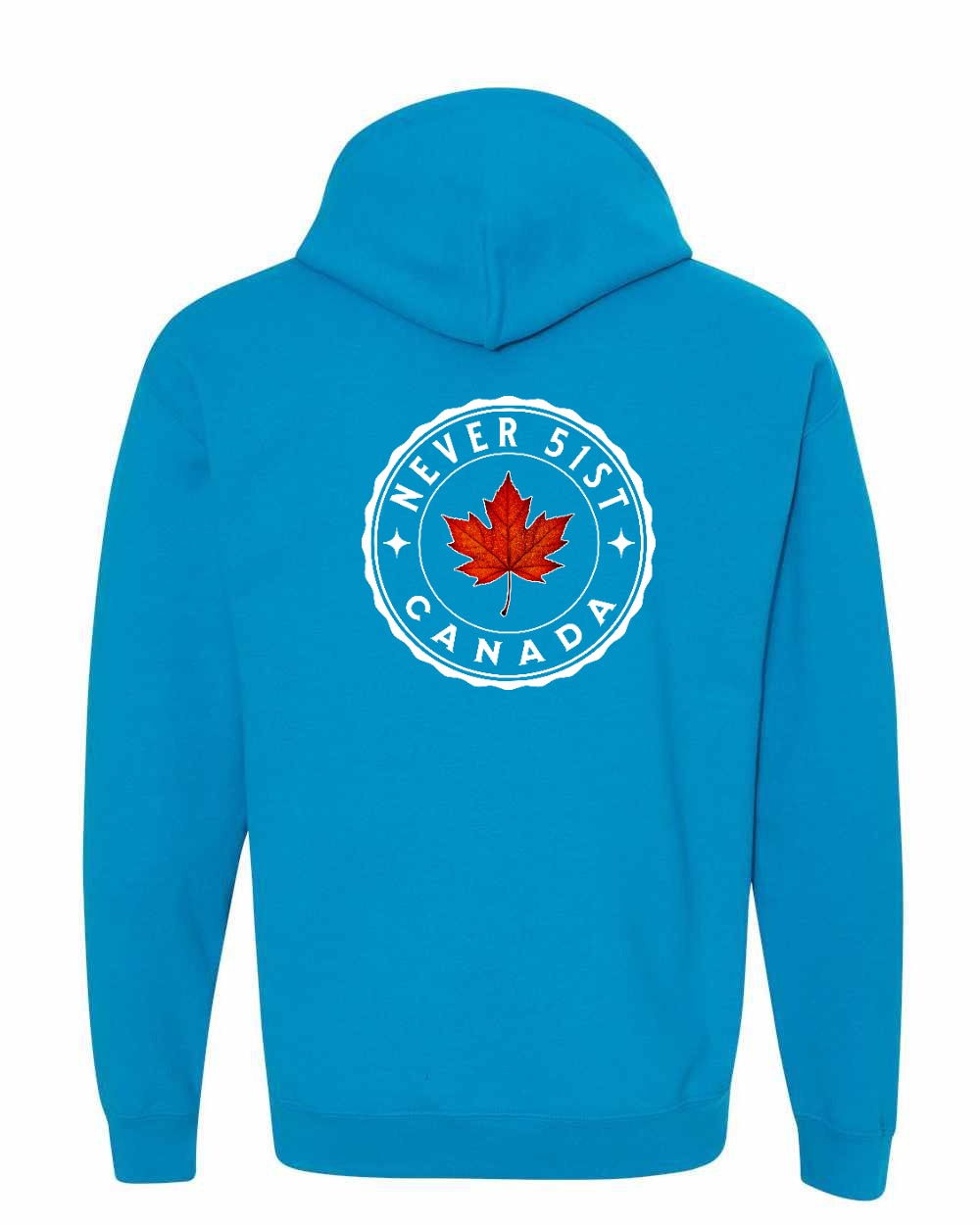 Never 51st Leaf Left Chest and Back Pullover Hoodie - Gildan Canada (sewn Internationally) - Unisex