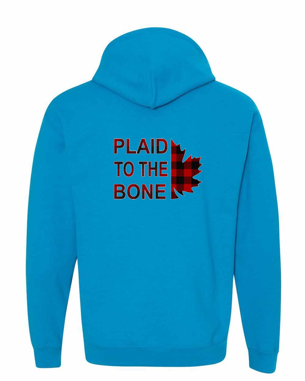 Plaid to the Bone Stacked Leaf Left Chest and Back Pullover