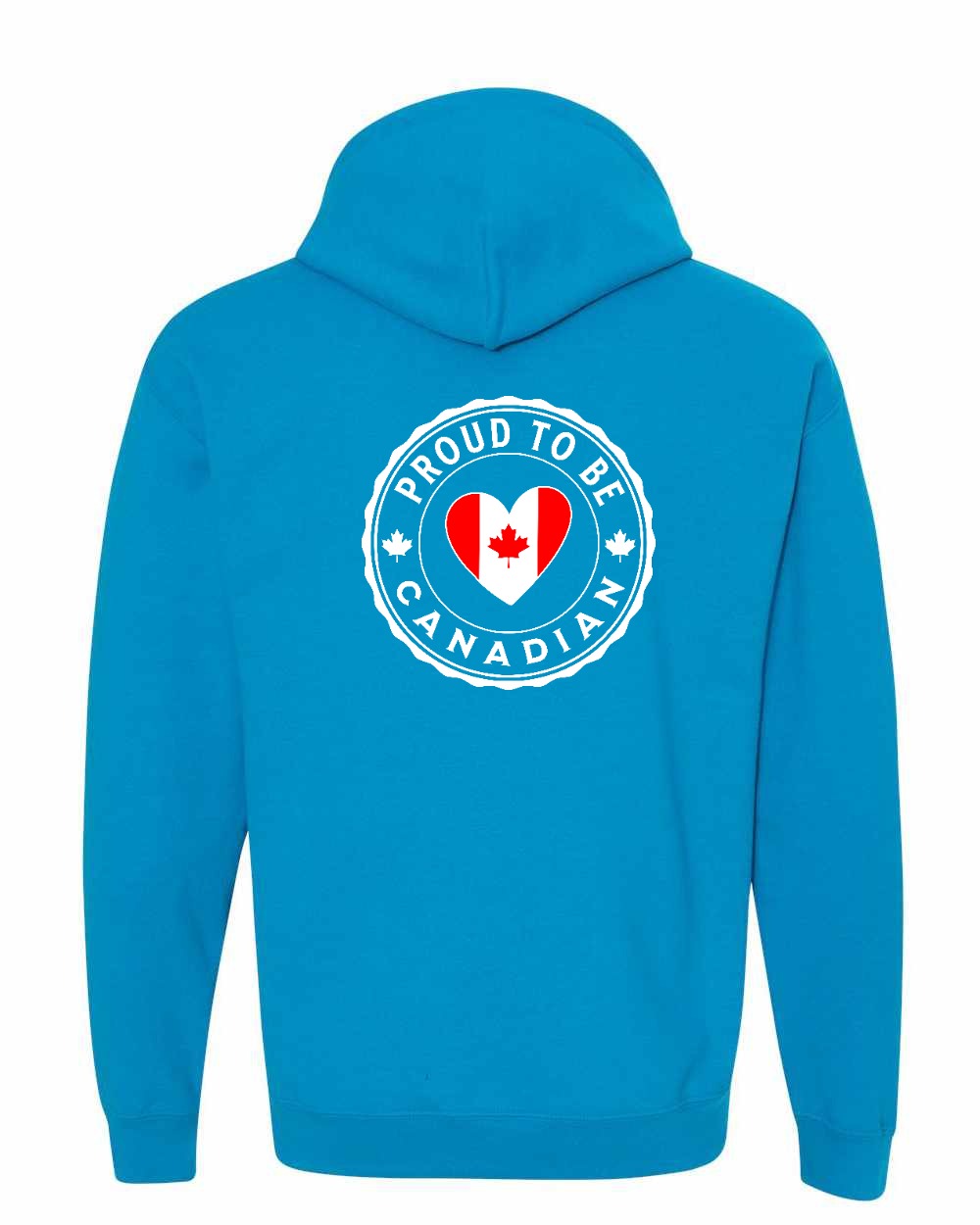 Proud to be Canadian Heart Flag Left Chest and Back Pullover Hoodie - Gildan Canada (sewn Internationally) - Unisex