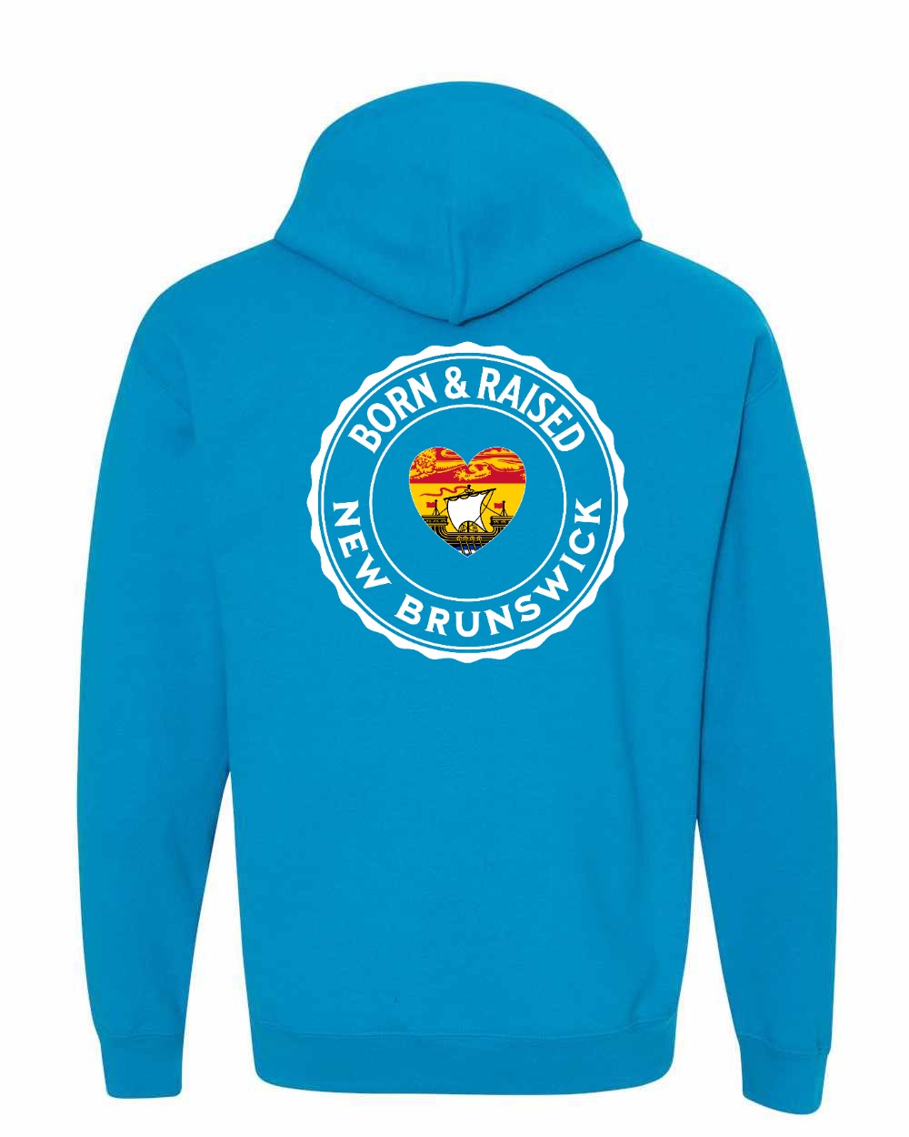 Born and Raised NB Heart Flag Left Chest & Back Pullover Hoodie - Unisex