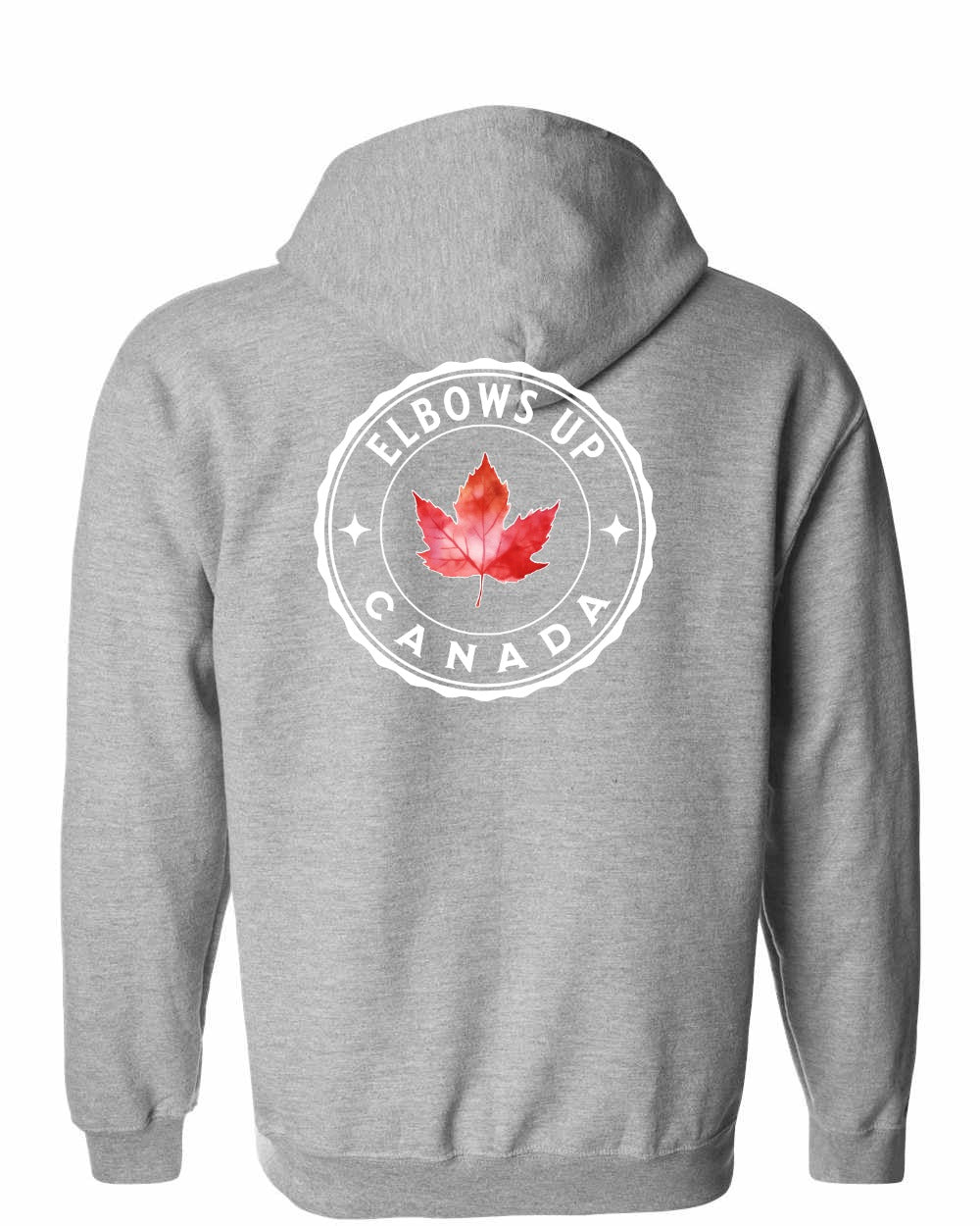 Elbows up Leaf Left Chest and Back Zip Hoodie - Gildan Canada (sewn Internationally)