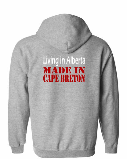 Living Alberta Made in Cape Breton Left Chest and Back Zip Hoodie