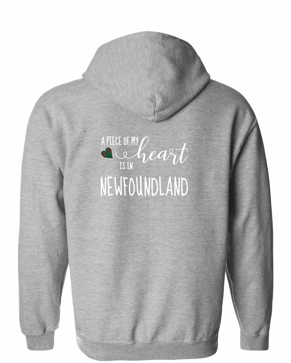 A piece of My heart in Newfoundland (Tartan Heart) Left Chest and Back Zip Hoodie