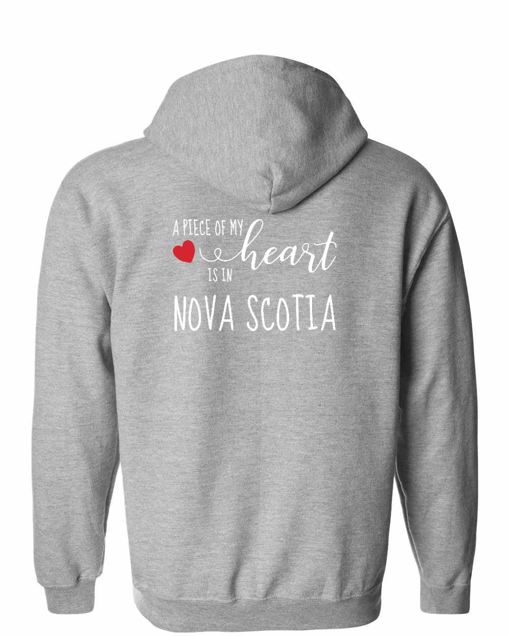 A piece of My heart in NS (Red Heart) Left Chest and Back Zip Hoodie - Unisex