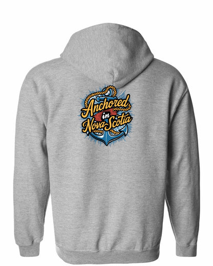Anchored In Nova Scotia (Old Design) Left Chest and Back zip-hoodie