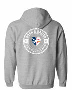 Born and Raised NFLD Heart Flag Left Chest & Back Zip Hoodie - Unisex
