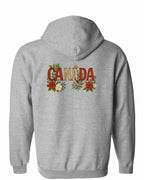 Canada Flowers Left Chest and Back Zip Hoodie - Gildan Canada (sewn Internationally) - Unisex