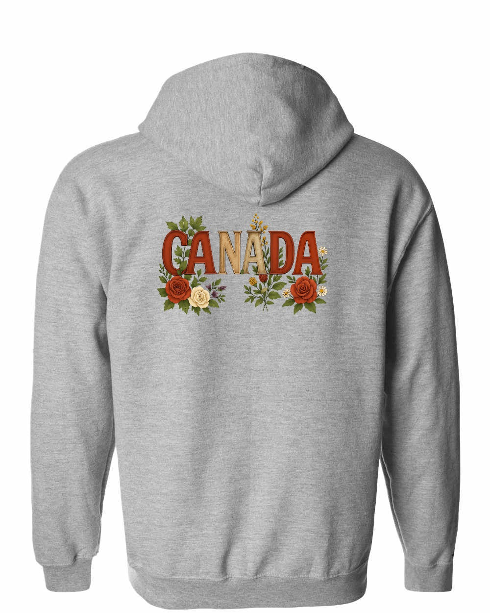 Canada Flowers Left Chest and Back Zip Hoodie - Gildan Canada (sewn Internationally) - Unisex