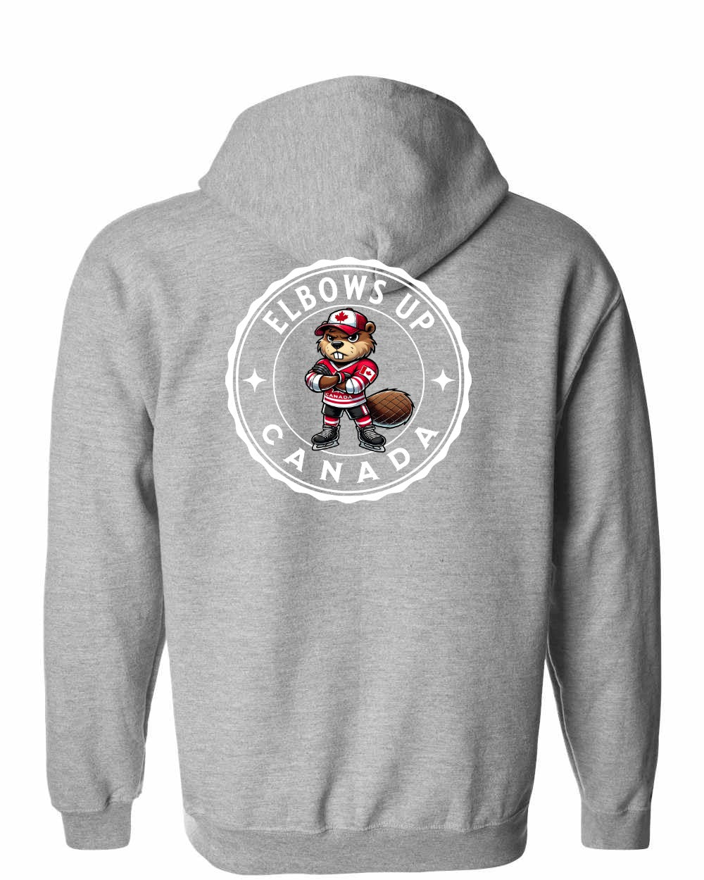 Elbows up Beaver Left Chest and Back Zip Hoodie - Gildan Canada (sewn Internationally)