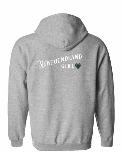 Newfoundland Girl Tartan Left Chest and Back Zip Hoodie