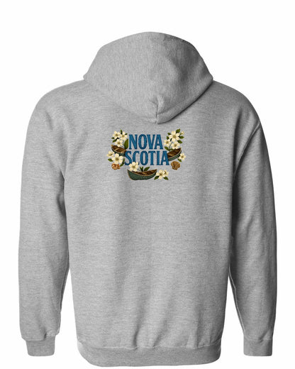 Nova Scotia Flowers Left Chest and Back zip-hoodie