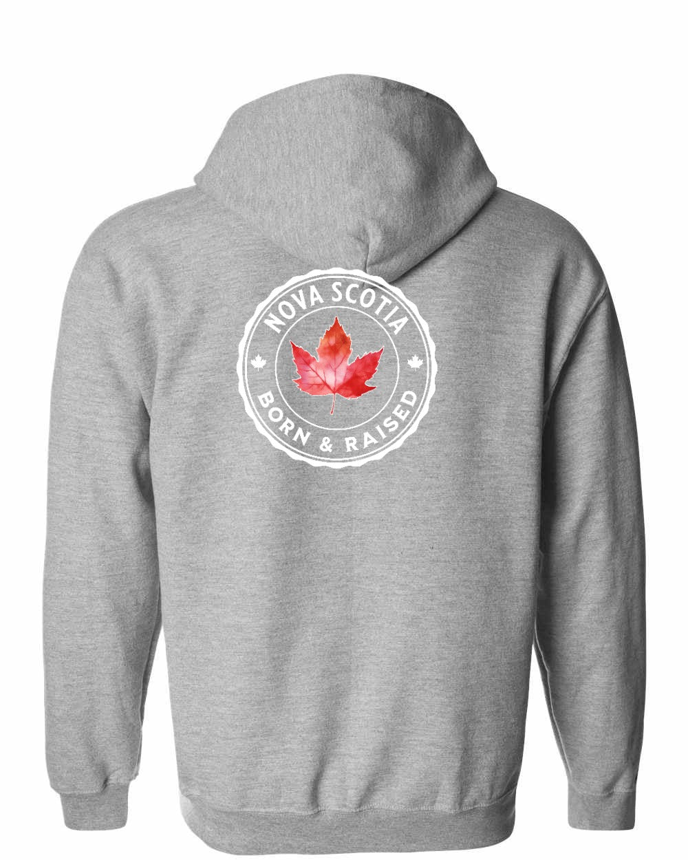 Born and Rasied Nova Scotia Left Chest and Back Zip Hoodie - Gildan Canada (sewn Internationally)