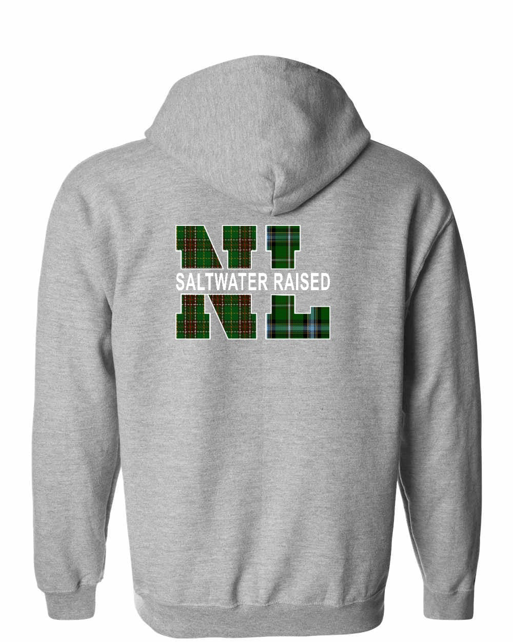 NFLD and Labrador Saltwater Raised Left Chest and Back Zip Hoodie - Unisex