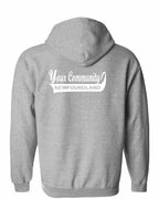 Your Community Swoop (NFLD) Left Chest and Back Zip Hoodie - Unisex