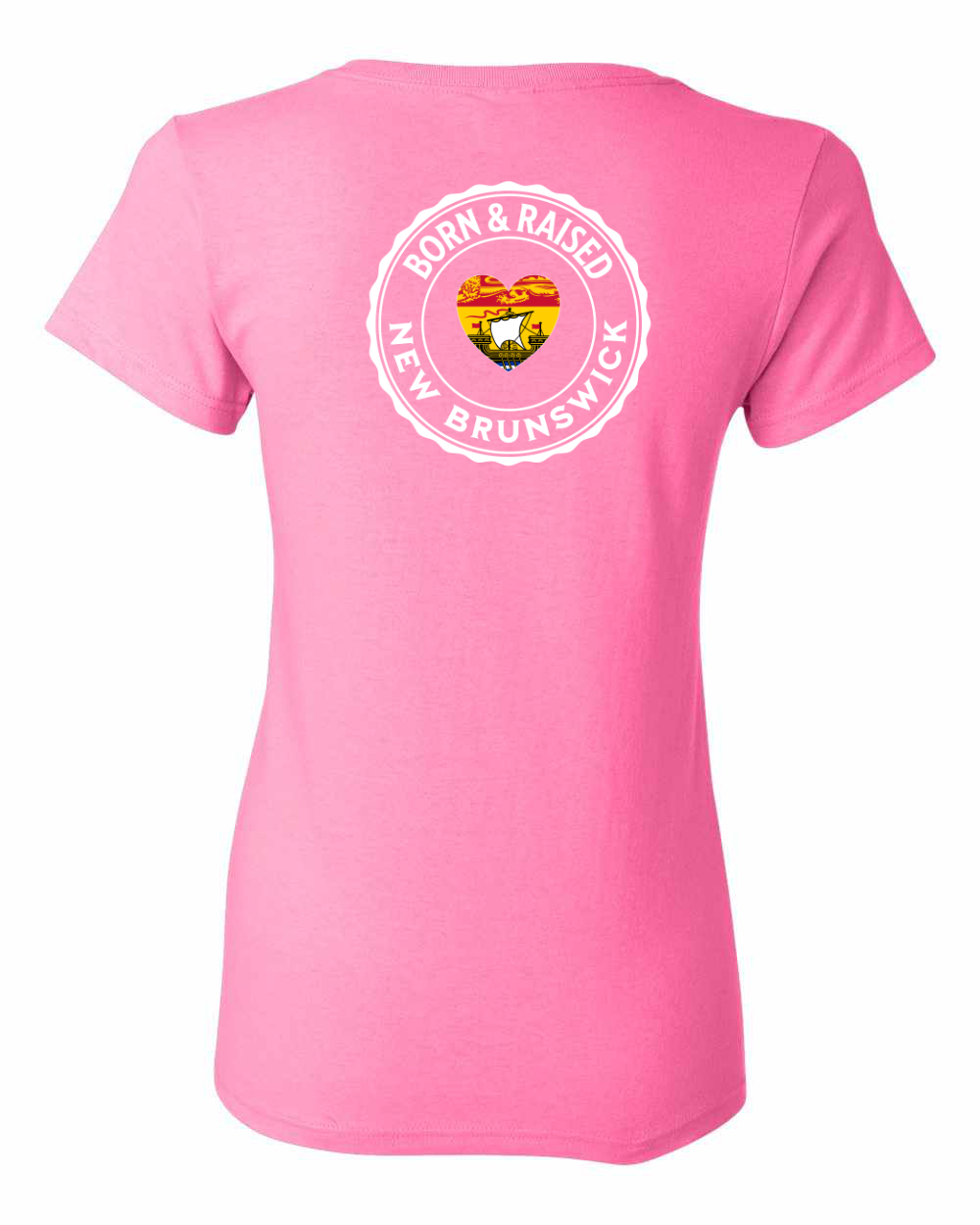 Born and Raised Heart Flag NB Left Chest and Back Women's Tee