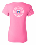 Born and Raised Heart Flag NS Left Chest and Back Women's Tee
