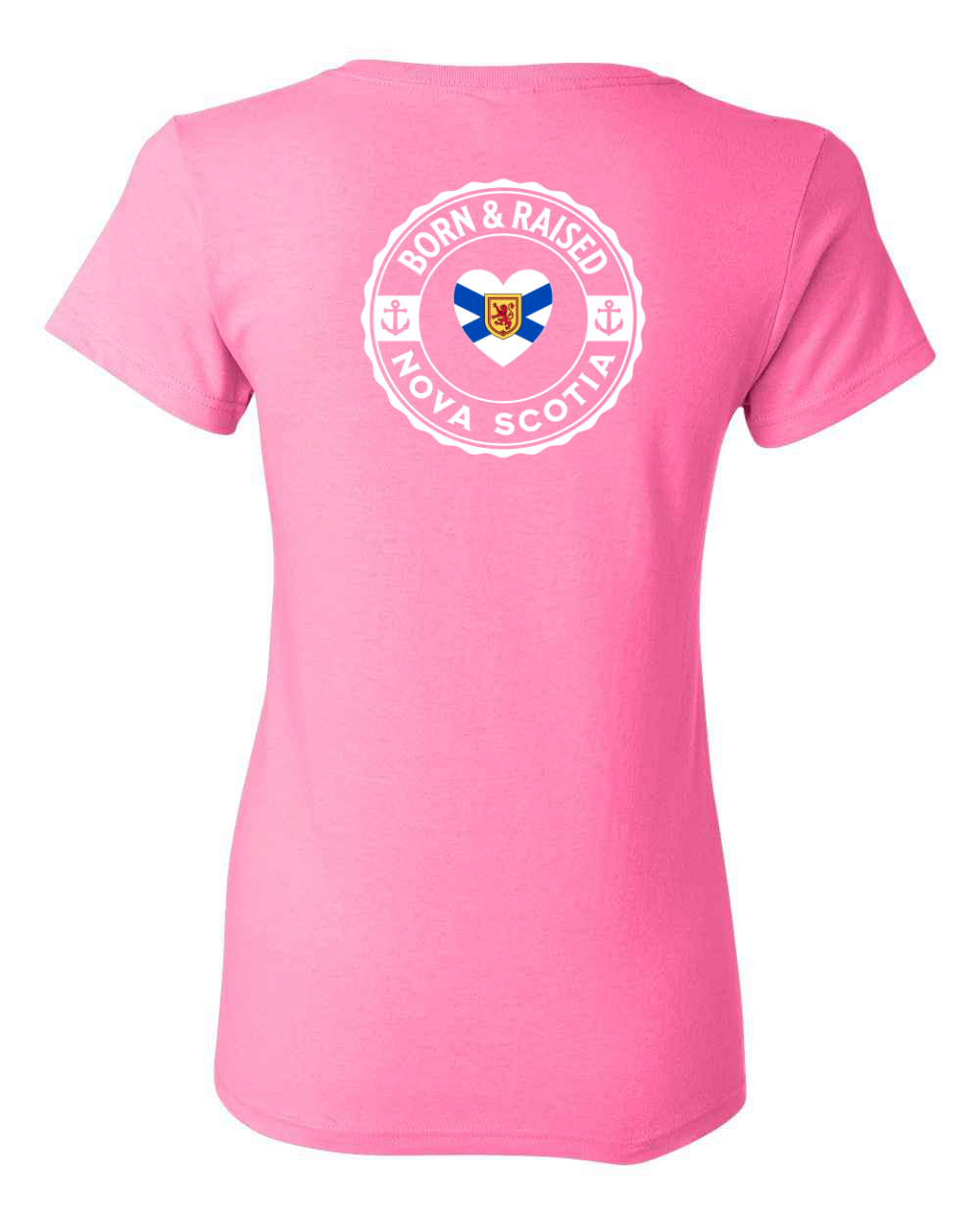 Born and Raised Heart Flag NS Left Chest and Back Women's Tee