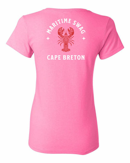 Maritime Swag Cape Breton Mandala Red Lobster Left Chest and Back Women's Tee