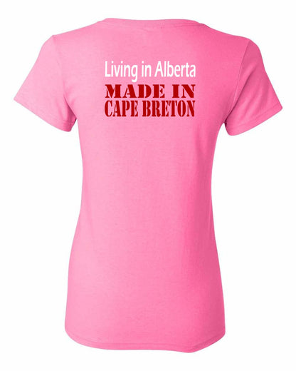 Living Alberta Made in Cape Breton Left Chest and Back Women's Tee