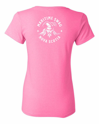 Maritime Swag Nova Scotia Pirate Left Chest and Back womens-tee