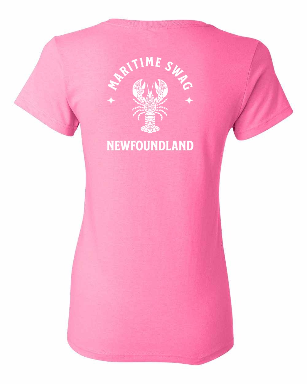 Maritime Swag NFLD Mandala white Lobster Left Chest and Back Women's Tee