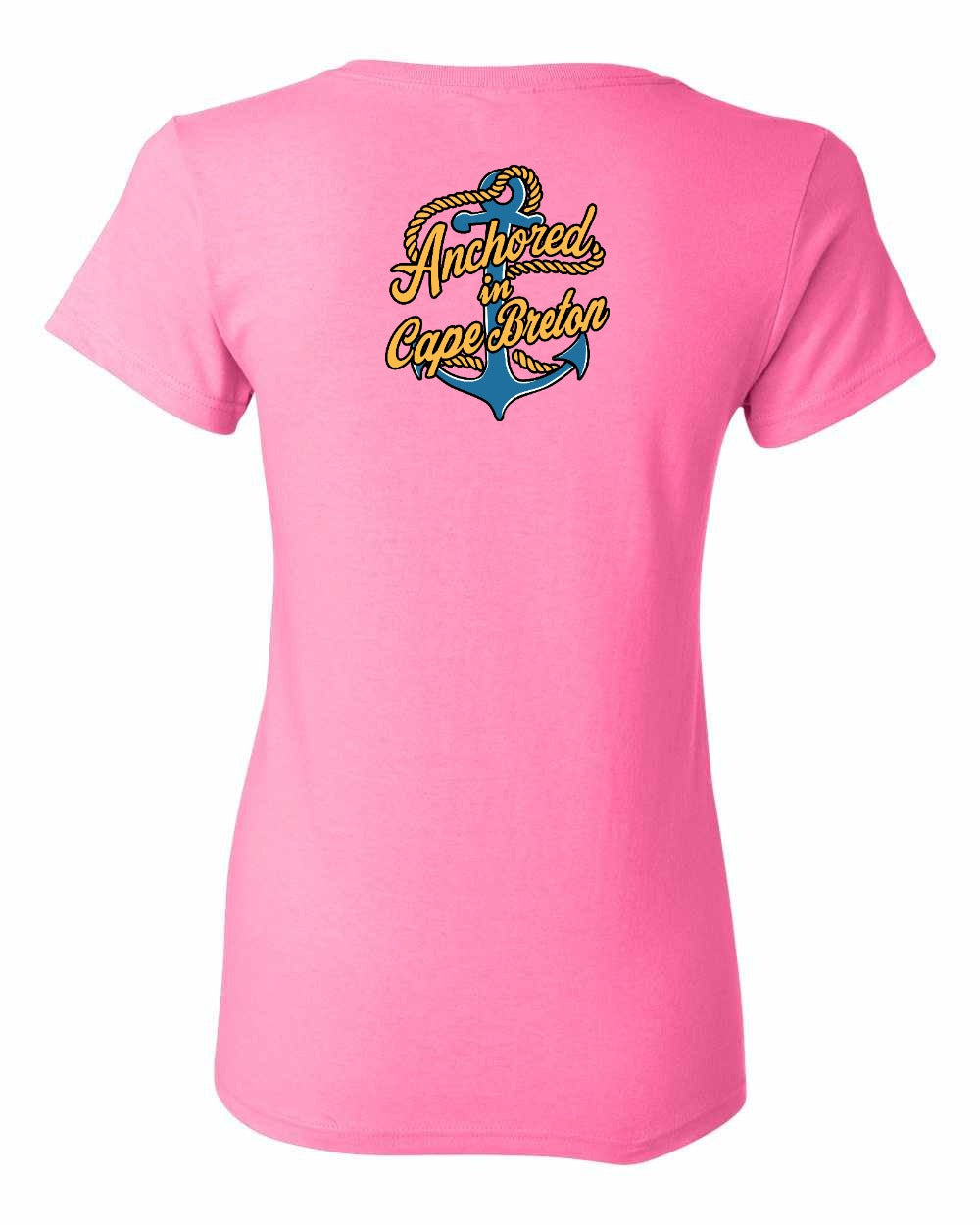 Anchored in Cape Breton (New Design) Left Chest and Back Women's Tee