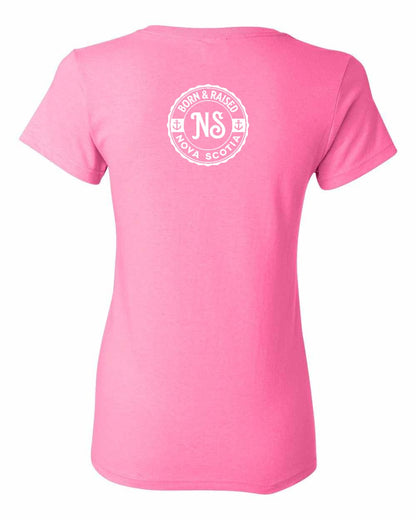 Born & Raised Nova Scotia Left Chest and Back womens-tee