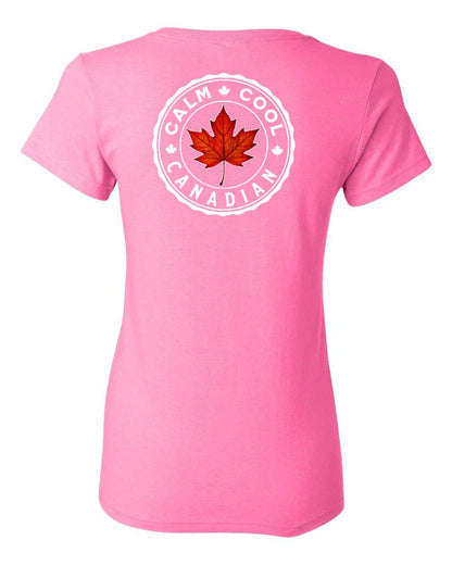 Calm Cool Canadian Leaf Left Chest And Back Women's Tee