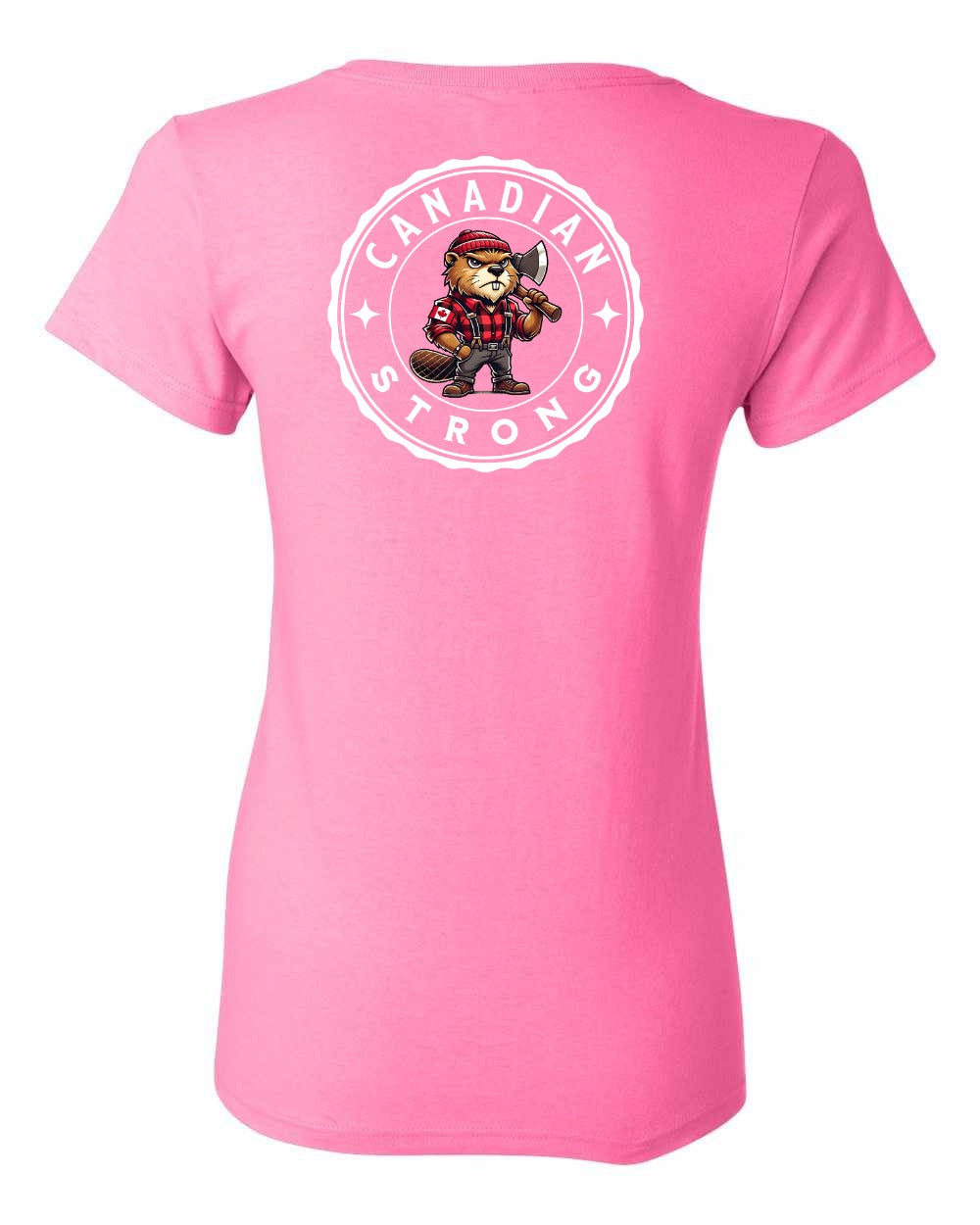 Canadian Strong Beaver Left Chest and Back Women's Tee