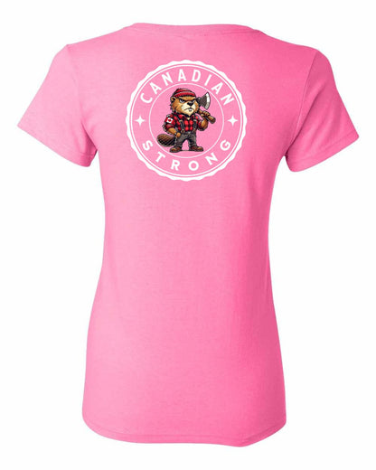 Canadian Strong Beaver Left Chest and Back Women's Tee