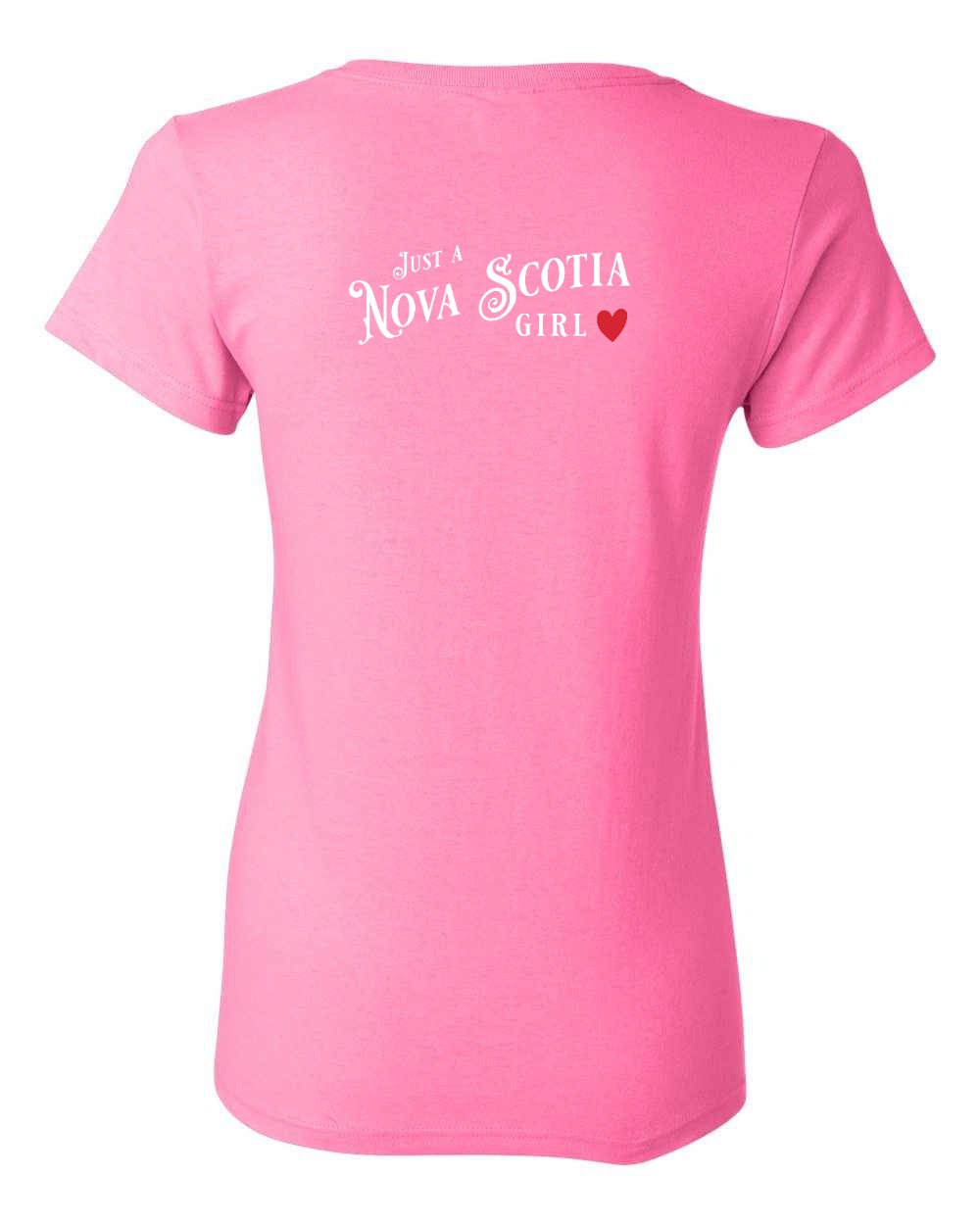 Just a NS Girl Red Heart Left Chest and Back Women's Tee
