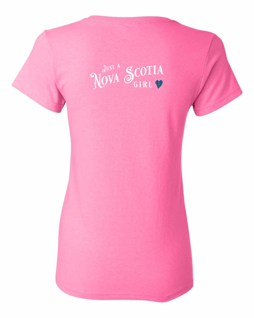Just a Nova Scotia Girl Tartan Left Chest and Back womens-tee