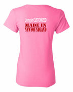 Living in Custom Made in NFLD Left Chest and Back Women's Tee