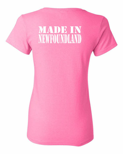 Made In Newfoundland ( White Lettering) Left Chest and Back Women's Tee