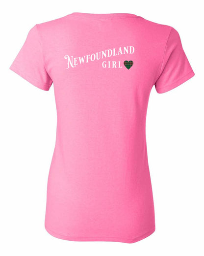 Newfoundland Girl Tartan Left Chest and Back Women's Tee