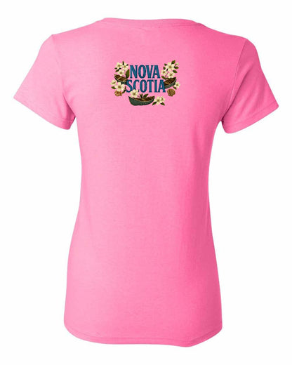 Nova Scotia Flowers Left Chest and Back womens-tee