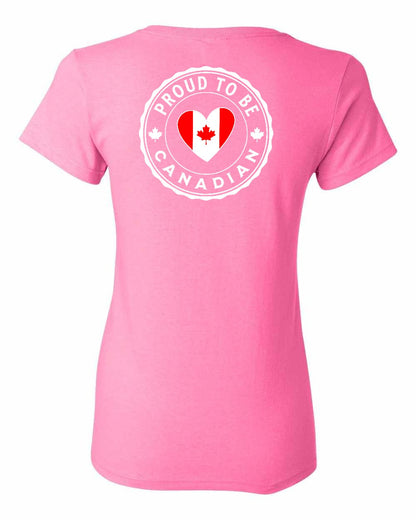 Proud to Be Canadian Heart Left Chest And Back Women's Tee