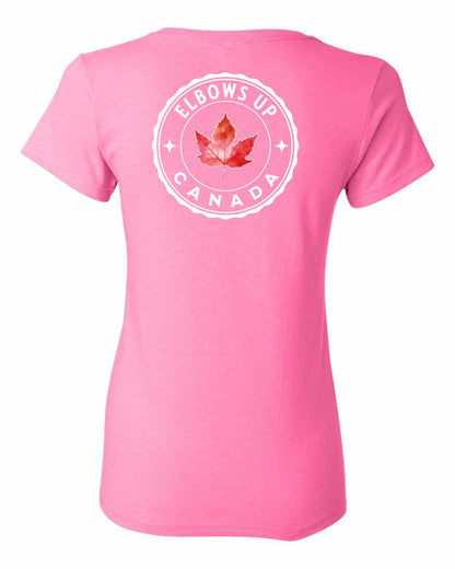 Elbows Up Leaf Left Chest and Back Women's Tee