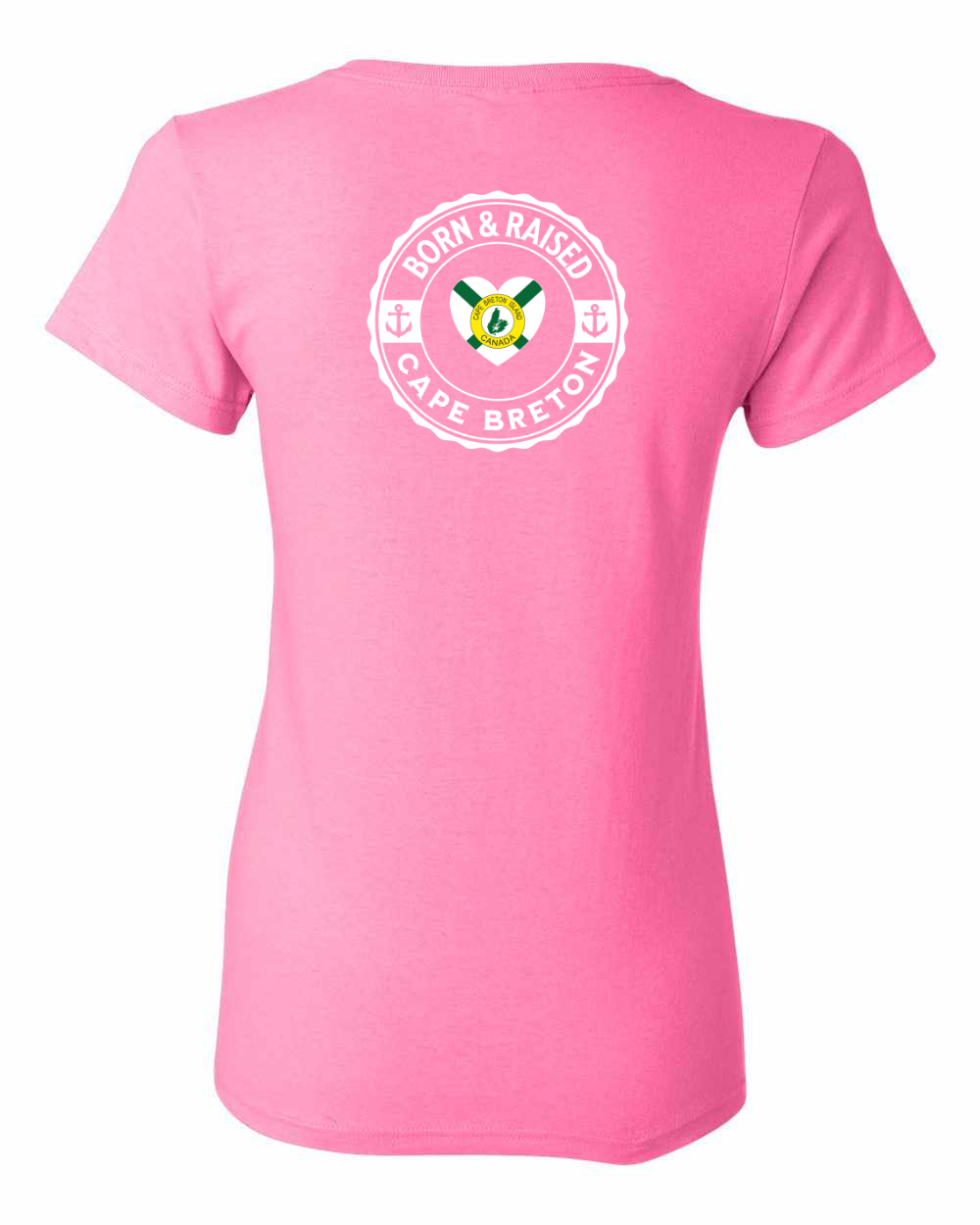 Born and Raised Heart Flag CB Left Chest and Back Women's Tee