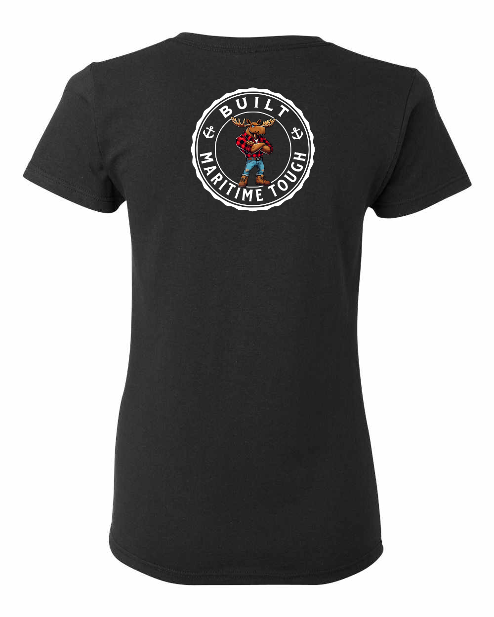 Built Maritime Tough Moose Left Chest And Back Women's Tee