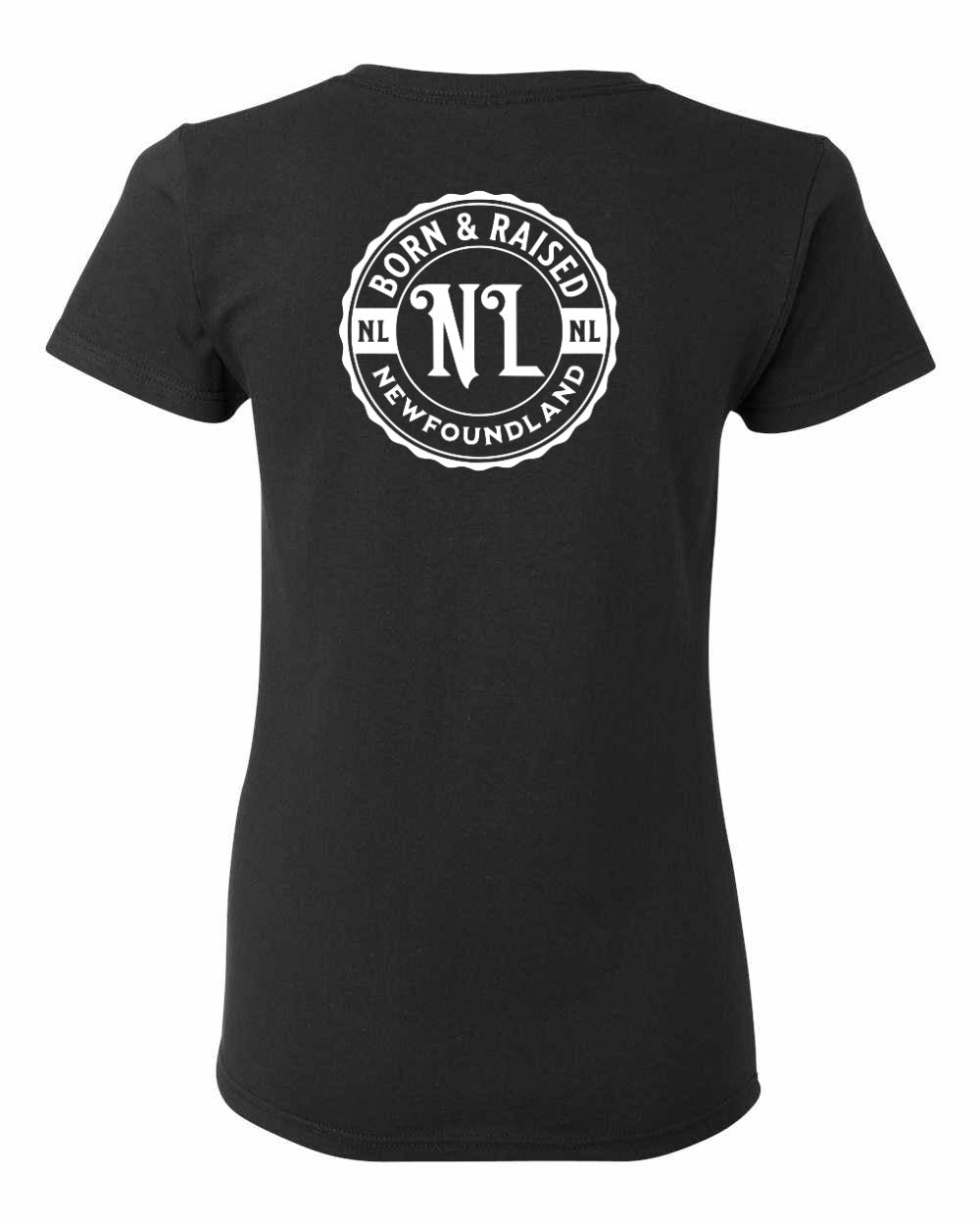 Born & Raised NFLD Left Chest and Back Women's Tee