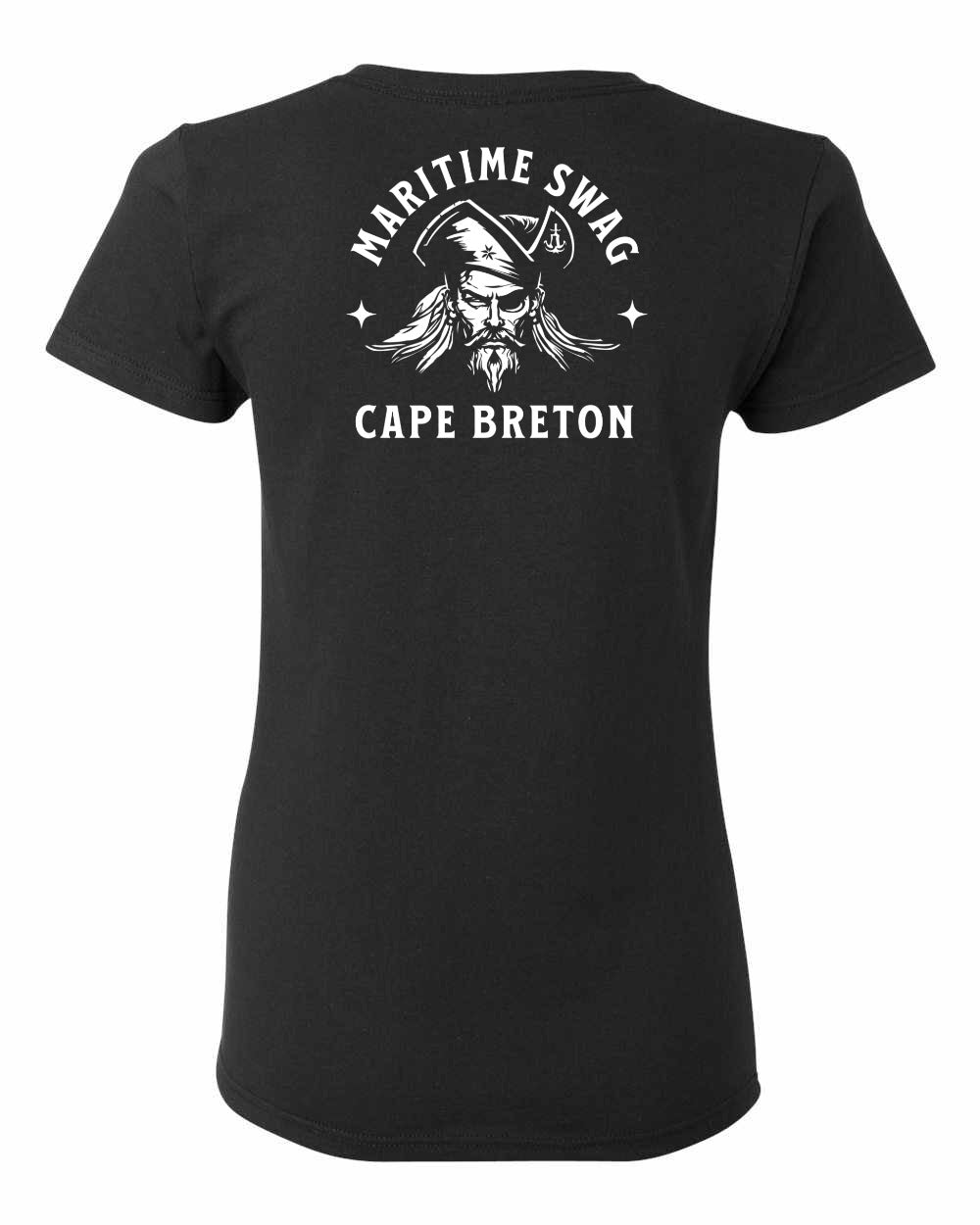 Maritime Swag Cape Breton Pirate Left Chest and Back Women's Tee