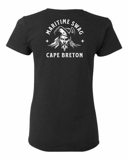 Maritime Swag Cape Breton Pirate Left Chest and Back Women's Tee
