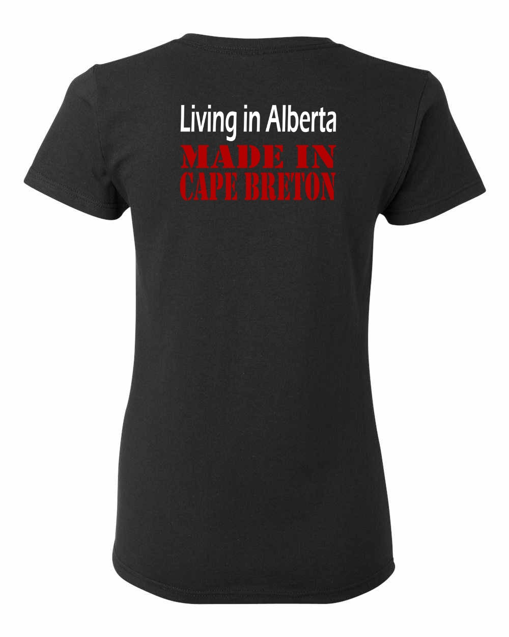 Living Alberta Made in Cape Breton Left Chest and Back Women's Tee